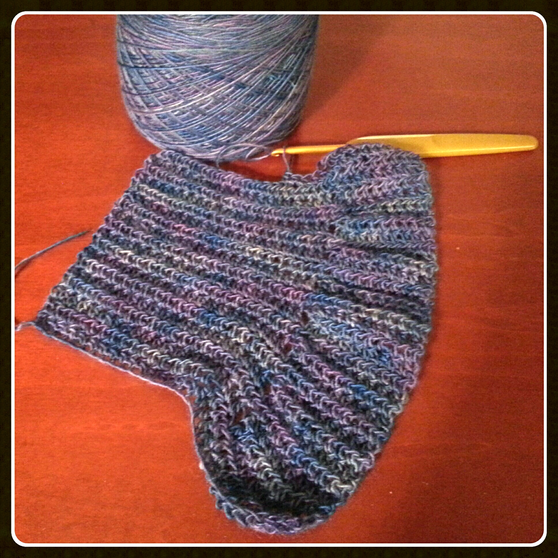 Beginning rows of a lace-weight cape.